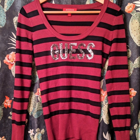 Guess Logo Striped Sweater XS - Picture 1 of 5